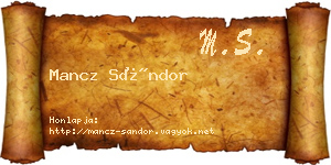 Mancz Sándor névjegykártya
